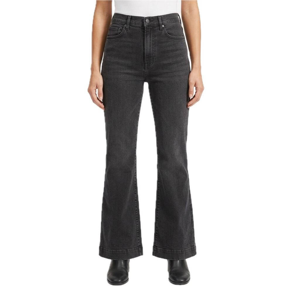 Everlane High Rise Flare Charcoal Black Gray Jeans Zip Fly Pockets size 29